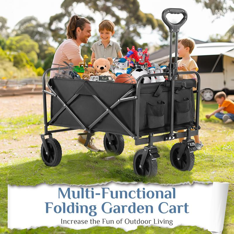 【Deal】Sweetfurniture Collapsible Foldable Wagon Cart with All-Terrain Wheels, Large Capacity for Garden, Beach, Shopping, Sports and Camping, Heavy Utility