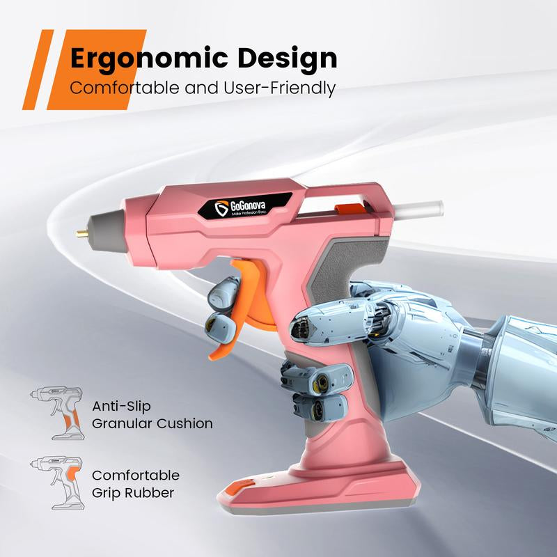 Gogonova Glue Gun, 20S Fast Preheating Anti-Drip Cordless Glue Gun, 2Ah USB-C Rechargeable with 25 Pcs Mini Glue Sticks, Smart Power-Off