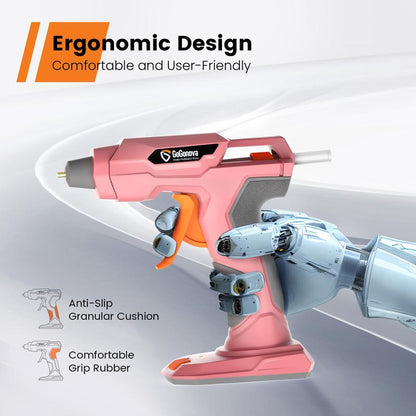 Gogonova Glue Gun, 20S Fast Preheating Anti-Drip Cordless Glue Gun, 2Ah USB-C Rechargeable with 25 Pcs Mini Glue Sticks, Smart Power-Off