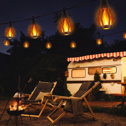 Solar Flame String Lights - 48Ft 15 LED Lights Outdoor Solar String Lights for Garden Patio Decoration Lamp