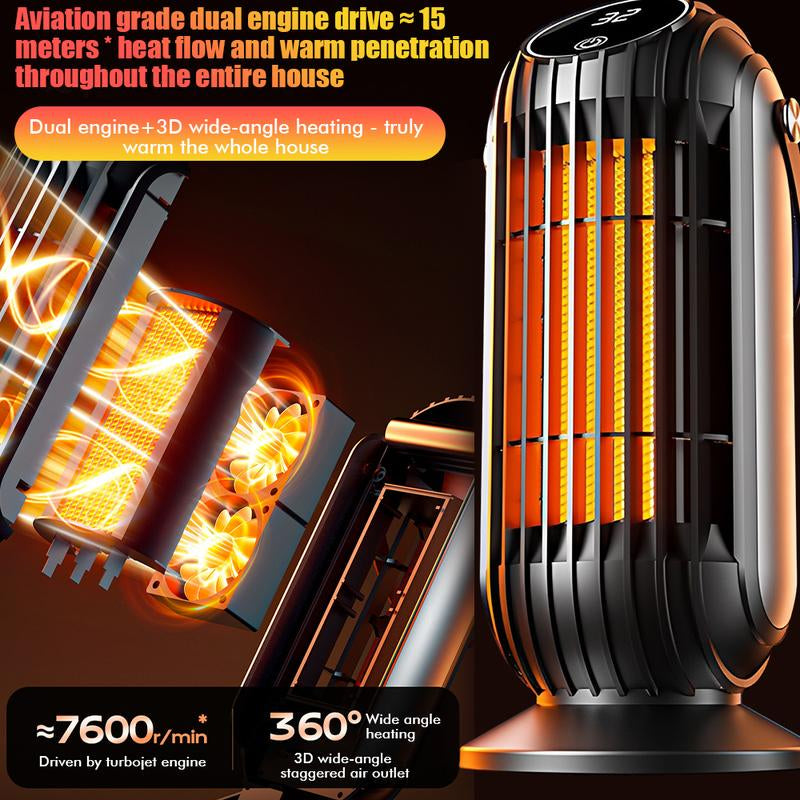 220V Electric Floor Heater with Remote – 1500W PTC 4 Gears, 8H Timer 20-150㎡ Overheat Protection (Black)