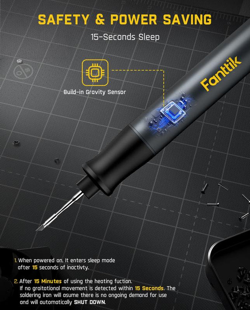 Fanttik Super Brand Day T1 Max Cordless Soldering Iron with 7 Second Heating, Auto Sleep Function, 4 Rapid Heating Tips, DC/AC Compatible, and Aluminum Storage Space Tool Electric