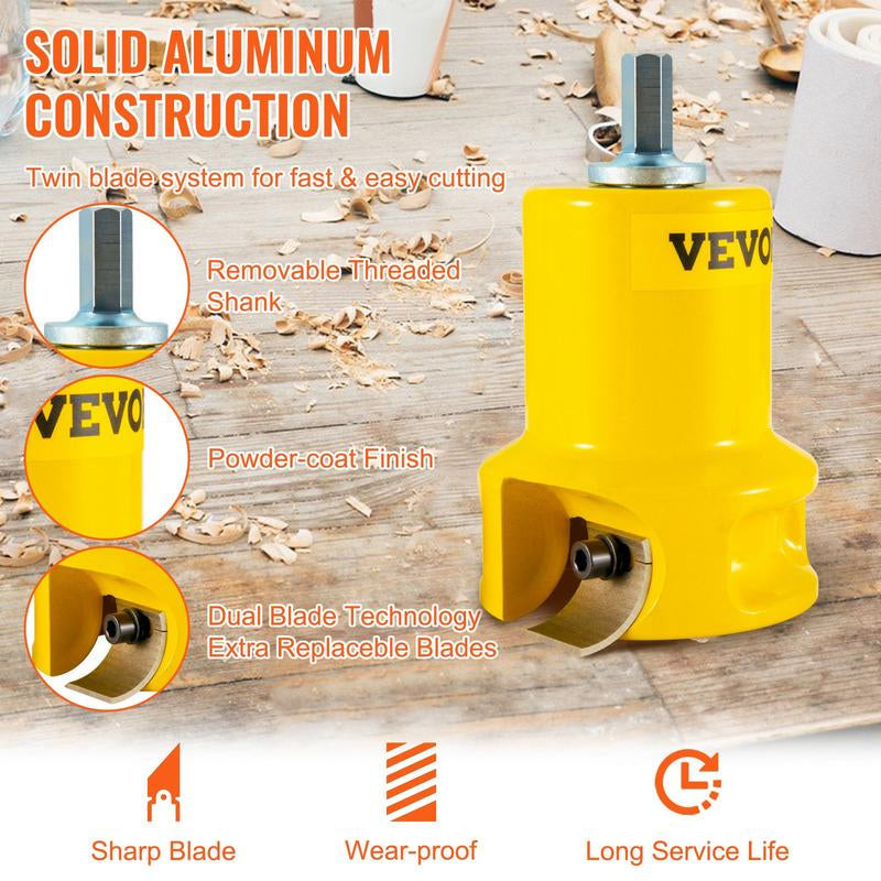 VEVOR Tenon Cutter, 1"/25.4Mm & 1.5"/38Mm & 2"/50.8Mm, with Dual Curved Blades & Button Screws Home Master Kit, Premium Aluminum & Steel Log Furniture Cutter, Commercial Starter’S Tool for Home DIY