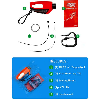2-In-1 Emergency Window Breaker & Seatbelt Cutter