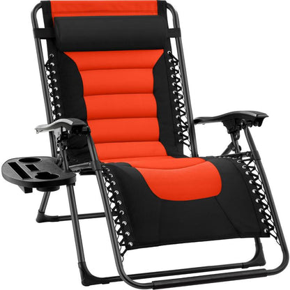 Best Choice Products Oversized Padded Zero Gravity Chair, Folding Outdoor Patio Recliner W/ Side Tray