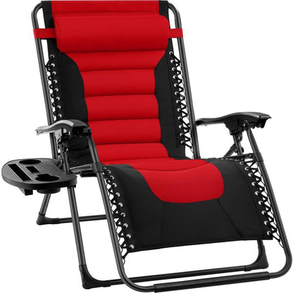 Best Choice Products Oversized Padded Zero Gravity Chair, Folding Outdoor Patio Recliner W/ Side Tray