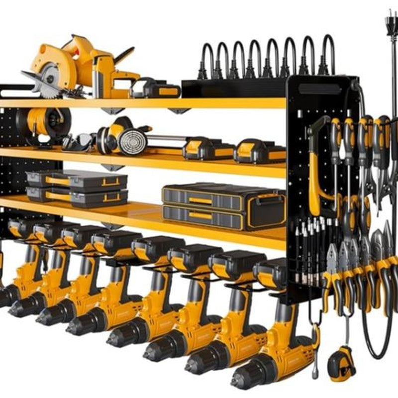 HAUSNEED-001/002/003 Tool Organizer Wall Mount, Tool Rack with 8 Drill Holders, 4 Layers Large Capacity Rack, Tool Room Storage, Ideal for Garage，Powertoolholder Heavy Duty