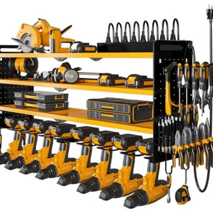 HAUSNEED-001/002/003 Tool Organizer Wall Mount, Tool Rack with 8 Drill Holders, 4 Layers Large Capacity Rack, Tool Room Storage, Ideal for Garage，Powertoolholder Heavy Duty