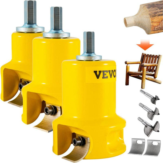 VEVOR Tenon Cutter, 1"/25.4Mm & 1.5"/38Mm & 2"/50.8Mm, with Dual Curved Blades & Button Screws Home Master Kit, Premium Aluminum & Steel Log Furniture Cutter, Commercial Starter’S Tool for Home DIY