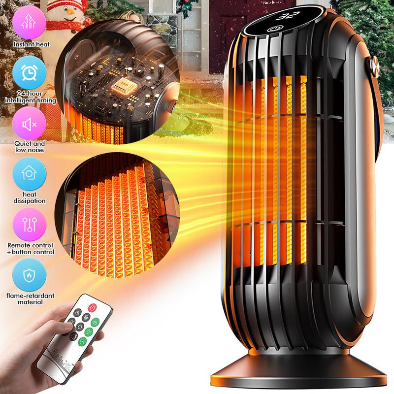 220V Electric Floor Heater with Remote – 1500W PTC 4 Gears, 8H Timer 20-150㎡ Overheat Protection (Black)