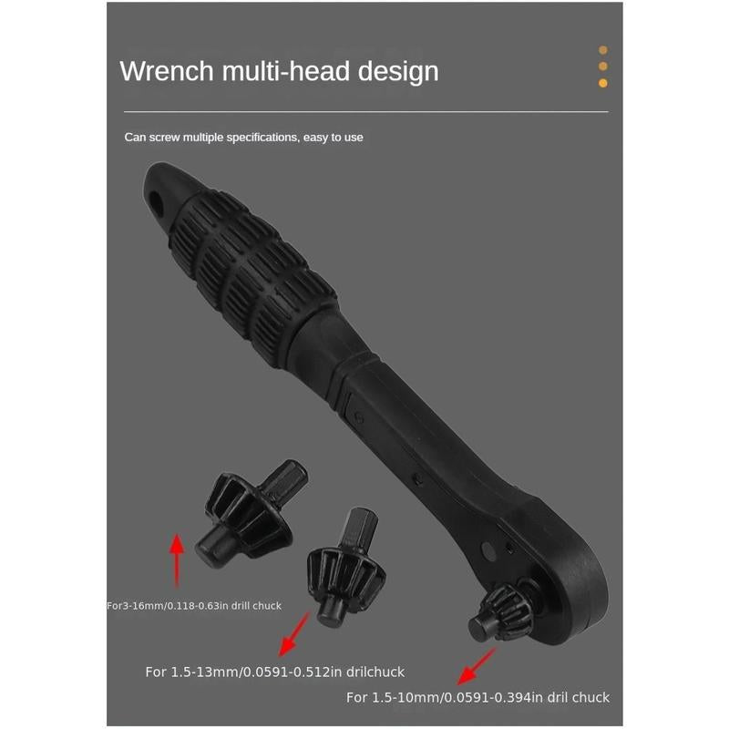 4Pcs Iron Drill Wrench, Upgraded Second Generation, Exchange Head Key, Fast Gear with 3 Gears, Forward and Reverse Rotation, Anti-Skid Handle for Easy Operation