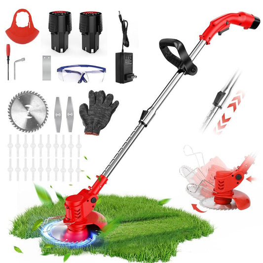 Weed Wacker Cordless, 3 in 1 Portable String Trimmer with 23 Blades Multi-Blade , 125Cm Adjustable Lightweight Brushless Electric Garden Strimmer with 2 Battery, Metal Blade Strimmer for Lawn Care Shrub Trimming Tool Power