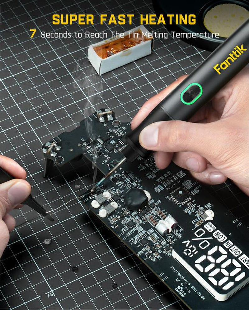 Fanttik Super Brand Day T1 Max Cordless Soldering Iron with 7 Second Heating, Auto Sleep Function, 4 Rapid Heating Tips, DC/AC Compatible, and Aluminum Storage Space Tool Electric