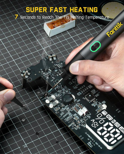 Fanttik Super Brand Day T1 Max Cordless Soldering Iron with 7 Second Heating, Auto Sleep Function, 4 Rapid Heating Tips, DC/AC Compatible, and Aluminum Storage Space Tool Electric
