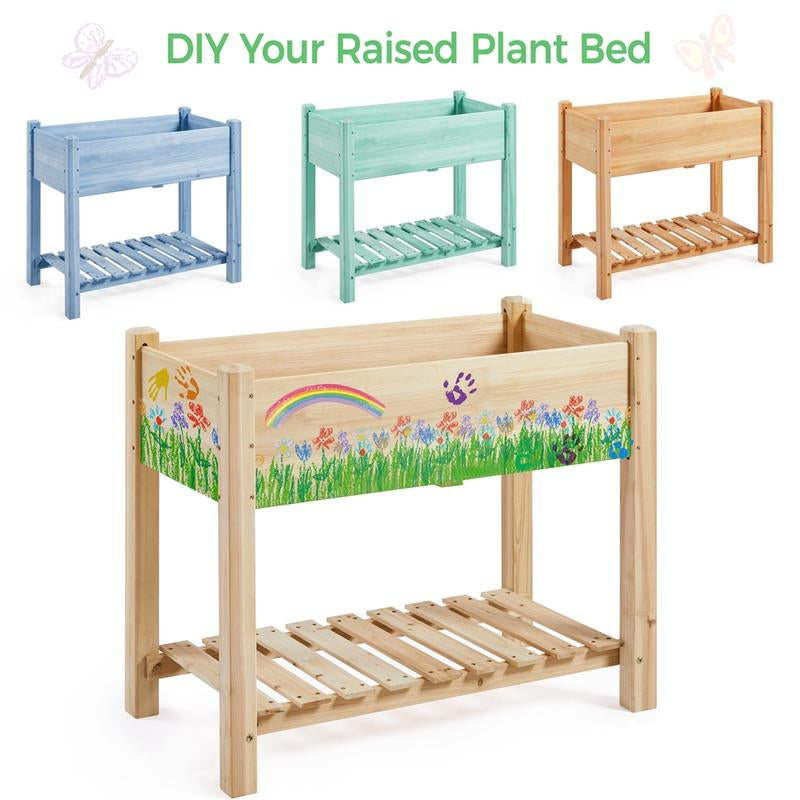 Yaheetech Wooden Raised Garden Bed Elevated Planter Box Kit 2 Tiers with Legs for Yard/ Garden Use Planting Vegetables/ Flowers/ Herbs/ Fruits