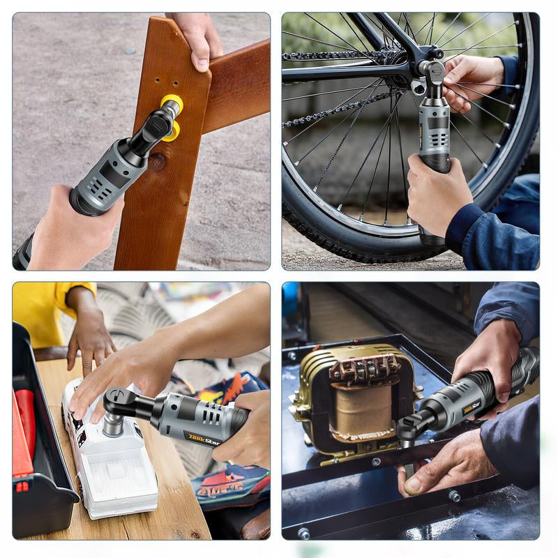 Taskstar Electric Ratchet Wrench 3/8 Inch, 40 Nm Cordless Wrench Set with Variable Speed Trigger, 12V 2X 2Ah Batteries & Fast Charger, 1/4" Adapter &7 Sockets for DIY, Installation, Car Repair
