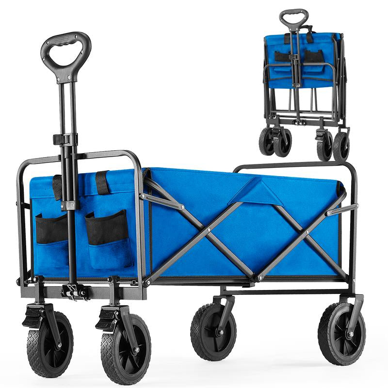 【Deal】Sweetfurniture Collapsible Foldable Wagon Cart with All-Terrain Wheels, Large Capacity for Garden, Beach, Shopping, Sports and Camping, Heavy Utility