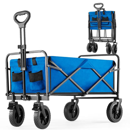 【Deal】Sweetfurniture Collapsible Foldable Wagon Cart with All-Terrain Wheels, Large Capacity for Garden, Beach, Shopping, Sports and Camping, Heavy Utility