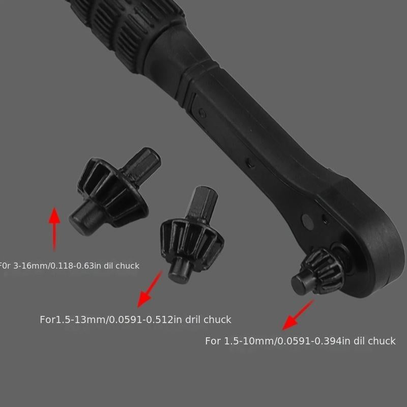 4Pcs Iron Drill Wrench, Upgraded Second Generation, Exchange Head Key, Fast Gear with 3 Gears, Forward and Reverse Rotation, Anti-Skid Handle for Easy Operation