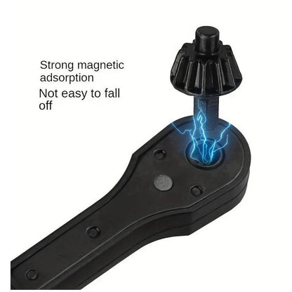 4Pcs Iron Drill Wrench, Upgraded Second Generation, Exchange Head Key, Fast Gear with 3 Gears, Forward and Reverse Rotation, Anti-Skid Handle for Easy Operation