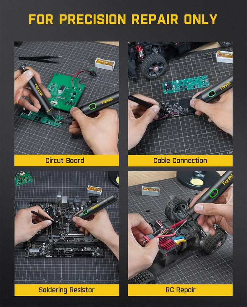 Fanttik Super Brand Day T1 Max Cordless Soldering Iron with 7 Second Heating, Auto Sleep Function, 4 Rapid Heating Tips, DC/AC Compatible, and Aluminum Storage Space Tool Electric