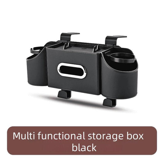 Car Organizers and Storage Box, Multifunctional Car Seat Back Storage Box with Tissue Holder, 2 Cup Holders & Bags Hooks, Back Seat Car Organizer for Family and Travel