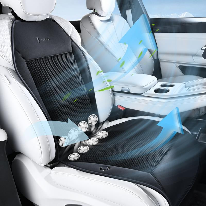 FLORICH Cooling Car Cushions 12V /24V Are Available Automotive Summer Cooler Pad-Air Conditioned Air Circulation Ventilated Cover for Car SUV Truck Universal Fit 1 Pack (Black Cushion and Back Cushion) Seat