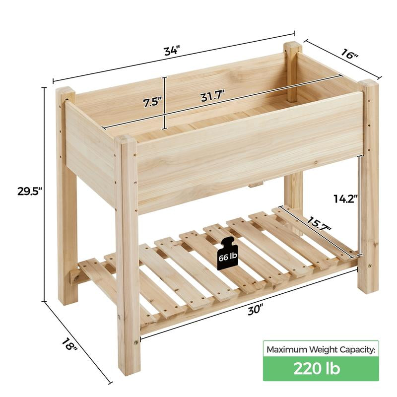 Yaheetech Wooden Raised Garden Bed Elevated Planter Box Kit 2 Tiers with Legs for Yard/ Garden Use Planting Vegetables/ Flowers/ Herbs/ Fruits