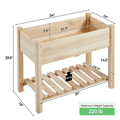 Yaheetech Wooden Raised Garden Bed Elevated Planter Box Kit 2 Tiers with Legs for Yard/ Garden Use Planting Vegetables/ Flowers/ Herbs/ Fruits