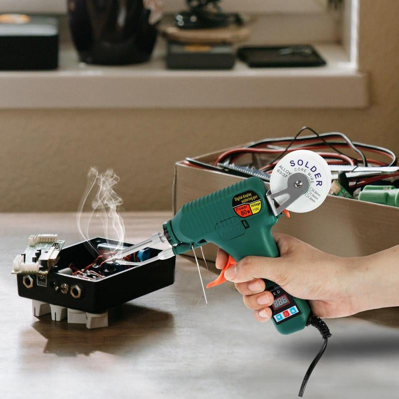 Podhey Soldering Iron Kit 80W 180-520℃ Adjustable Temperature Corded Solder Iron Internal Heat Electric Welding Tool with Welding Wire for Circuit Board Computer Electronic Repair