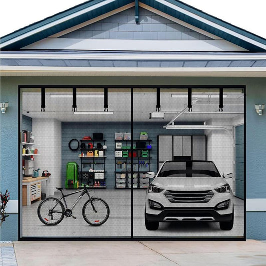 Garage Screen Door - Magnetic Closure, Reinforced Fiberglass Mesh, Heavy Duty Weighted Bottom, Hands-Free Operation, Easy Assembly & Pass-Through Garagescreendoor