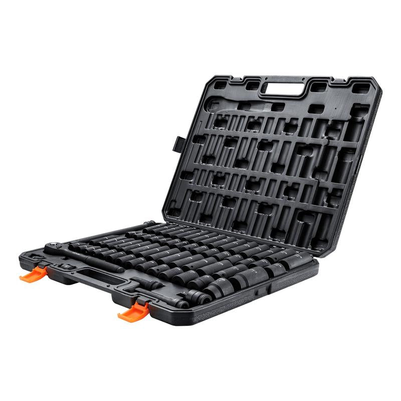 VEVOR 1/2" Drive Impact Socket Set, 65 Piece Socket Set SAE 3/8" to 1-1/4" and Metric 10-24Mm, 6 Point Cr-V Alloy Steel for Auto Repair, Rugged Construction, Easy-To-Read Size Markings, Storage Case Heavy Duty Fathersdaygift