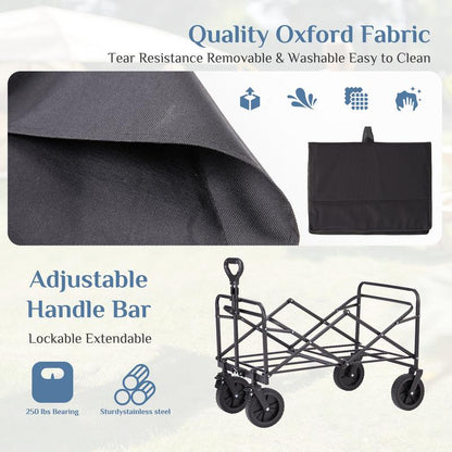【Deal】Sweetfurniture Collapsible Foldable Wagon Cart with All-Terrain Wheels, Large Capacity for Garden, Beach, Shopping, Sports and Camping, Heavy Utility