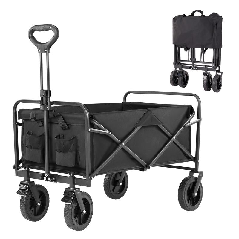 【Deal】Sweetfurniture Collapsible Foldable Wagon Cart with All-Terrain Wheels, Large Capacity for Garden, Beach, Shopping, Sports and Camping, Heavy Utility