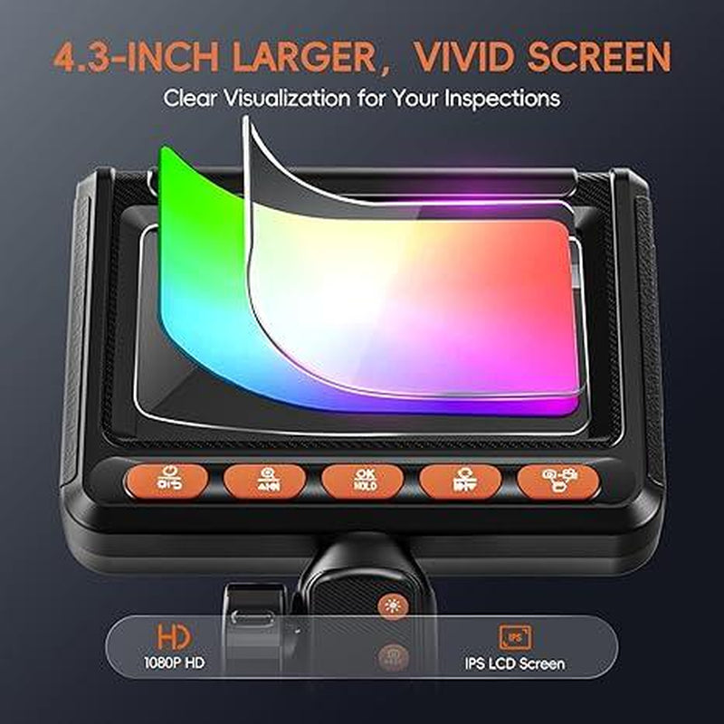 Two-Way Industrial Endoscope Camera,Waterproof Borescope with Light,0.33In Articulated Snake Camera ,Video Inspection Scope for Automotive Mechanic Wall- 5.5FT