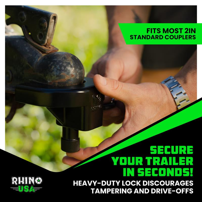 Rhino USA Trailer Hitch Coupler Lock Kit (For 2-5/16" Trailer) Heavy Duty Anti-Theft Tongue Locks for Boat, RV & More - Reinforced Solid Steel