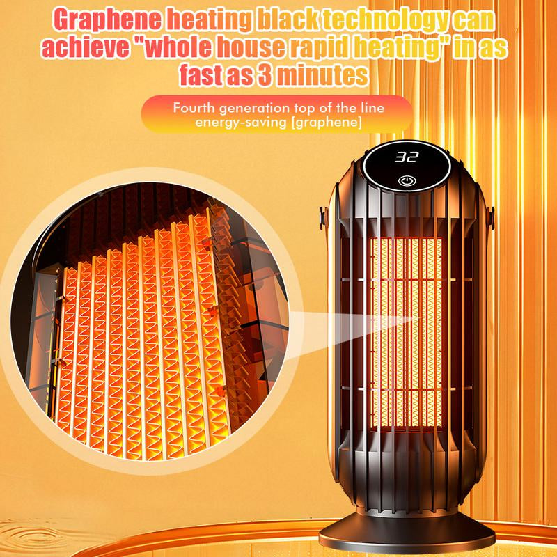 220V Electric Floor Heater with Remote – 1500W PTC 4 Gears, 8H Timer 20-150㎡ Overheat Protection (Black)