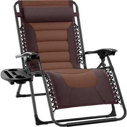 Best Choice Products Oversized Padded Zero Gravity Chair, Folding Outdoor Patio Recliner W/ Side Tray