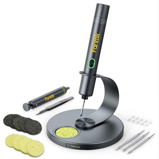 Fanttik Super Brand Day T1 Max Cordless Soldering Iron with 7 Second Heating, Auto Sleep Function, 4 Rapid Heating Tips, DC/AC Compatible, and Aluminum Storage Space Tool Electric