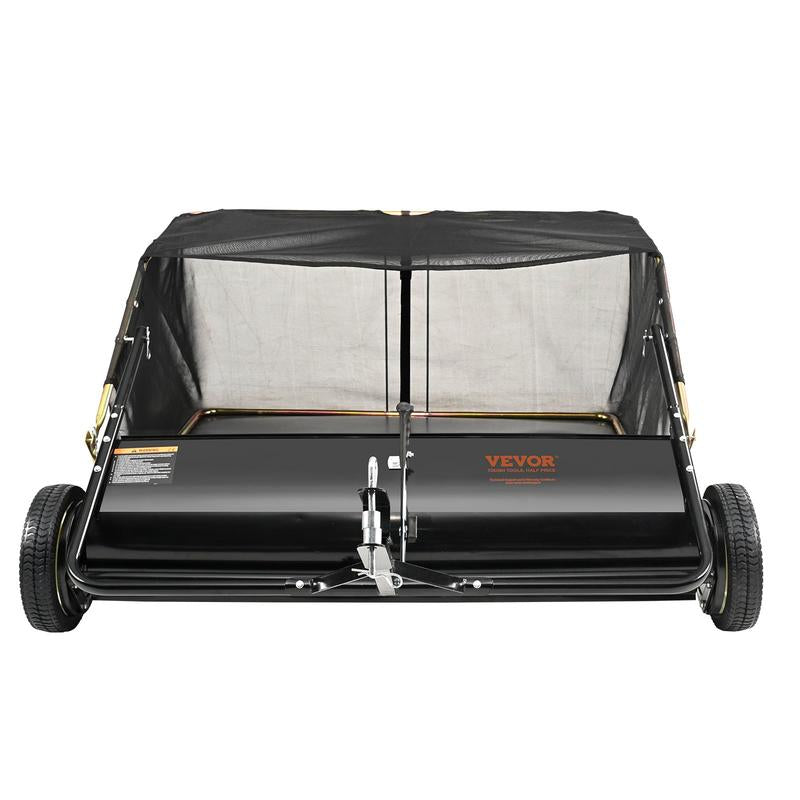 VEVOR Tow behind Lawn Sweeper, Pull behind Lawn Sweeper 50", 26 Cu. Ft Large Capacity Leaf & Grass Collector, with Adjustable Sweeping Height and Dumping Rope Design for Picking up Debris and Grass Powerful Spinning