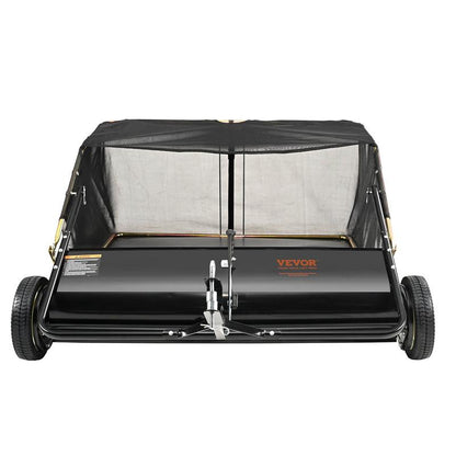 VEVOR Tow behind Lawn Sweeper, Pull behind Lawn Sweeper 50", 26 Cu. Ft Large Capacity Leaf & Grass Collector, with Adjustable Sweeping Height and Dumping Rope Design for Picking up Debris and Grass Powerful Spinning