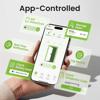[New Arrival] Ghome Smart 4-In-1 Keyless Entry Door Knob – Rechargeable Battery, Biometric Fingerprint, Keypad, App & Bluetooth Control, Removable Charging for Easy Power Access