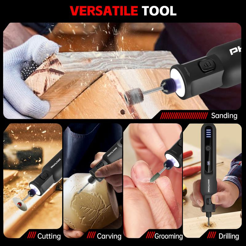 Rotary Tool - 3.7V Cordless Rotary Tool Kit LED Ring Work Light, 2.0Ah Li-Ion Battery 5 Speed 70 Accessories Power Rotary Tools 20000Rpm,Mini Rotary Tool Cordless for Light DIY Projects/Precision Work Springtok