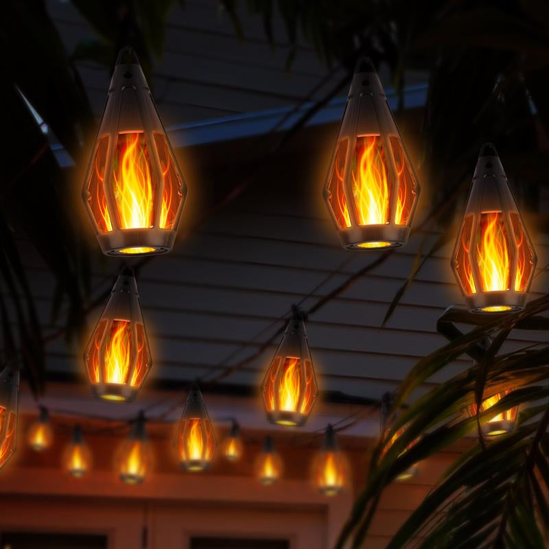 Solar Flame String Lights - 48Ft 15 LED Lights Outdoor Solar String Lights for Garden Patio Decoration Lamp