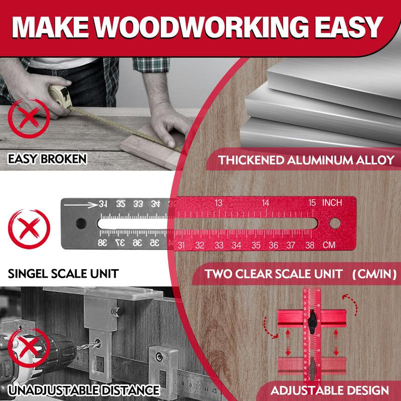 Sigerio 4 in 1 Router Milling Groove Bracket, Aluminum Alloy Router Circle Cutting Jig, Multifunctional Cabinet Hardware Jig and Router Guide, Adjustable Router Jig Tool for Woodworking (Rose Red)