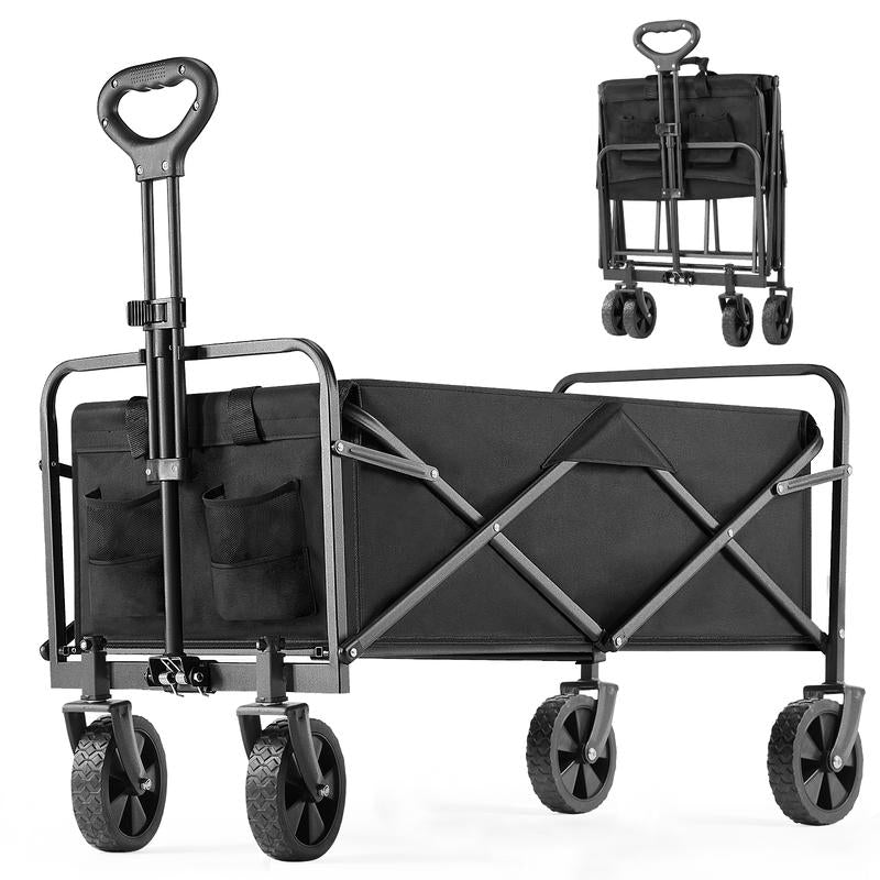 【Deal】Sweetfurniture Collapsible Foldable Wagon Cart with All-Terrain Wheels, Large Capacity for Garden, Beach, Shopping, Sports and Camping, Heavy Utility