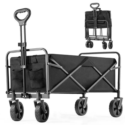 【Deal】Sweetfurniture Collapsible Foldable Wagon Cart with All-Terrain Wheels, Large Capacity for Garden, Beach, Shopping, Sports and Camping, Heavy Utility