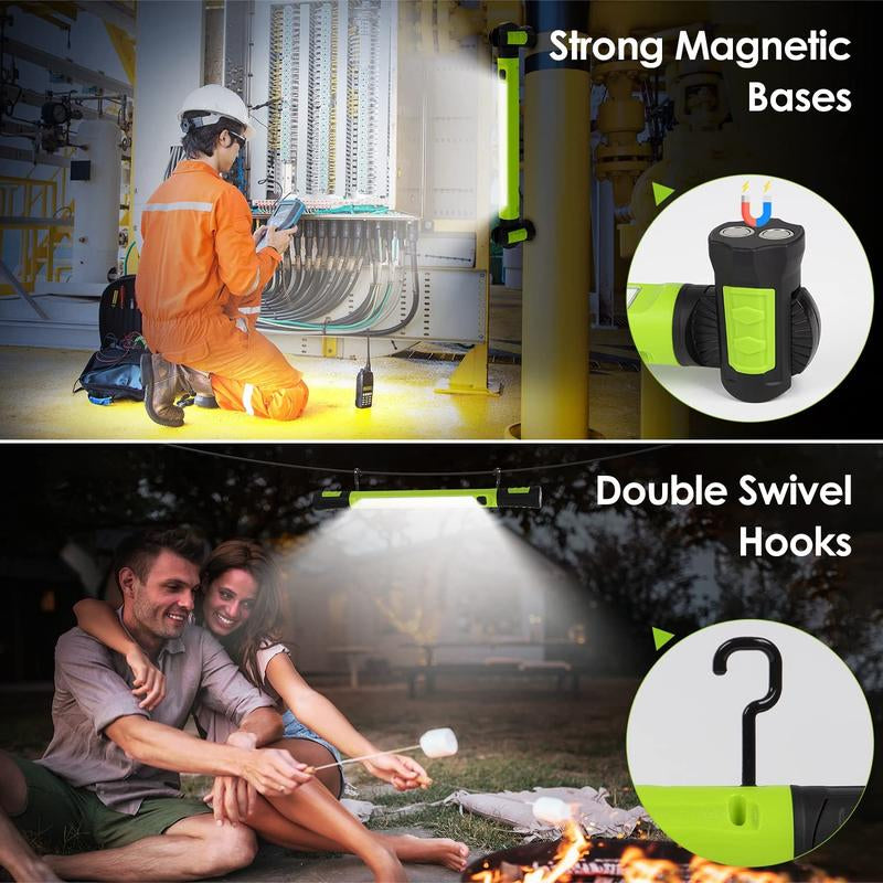 [Father'S Day Sale On]3000Lm Brilliant Work Light, 5200Mah Rechargeable Underhood Lighting with Magnetic Base & Hanging Hooks, Portable Cordless Light for Car Repair/Garage/Job Site/Emergency, Waterproof Durable Flashlight, Boyfriend Husband Father'S Gift