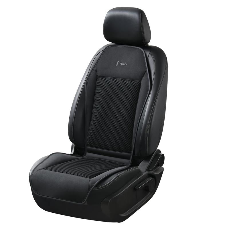 FLORICH Cooling Car Cushions 12V /24V Are Available Automotive Summer Cooler Pad-Air Conditioned Air Circulation Ventilated Cover for Car SUV Truck Universal Fit 1 Pack (Black Cushion and Back Cushion) Seat