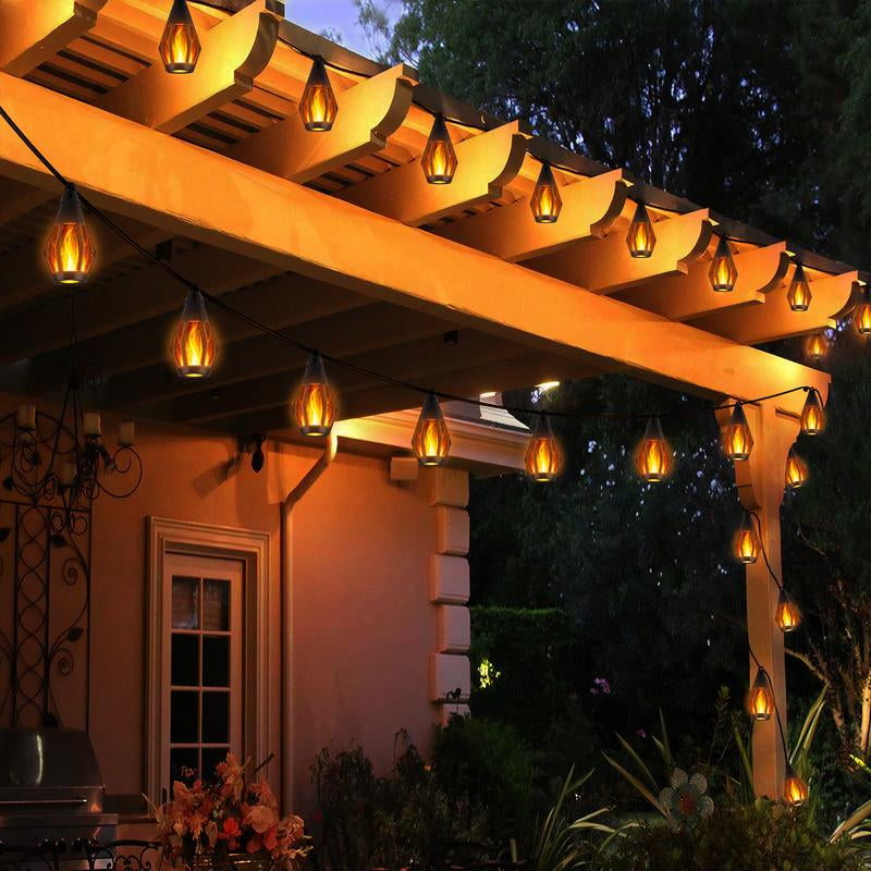 Solar Flame String Lights - 48Ft 15 LED Lights Outdoor Solar String Lights for Garden Patio Decoration Lamp